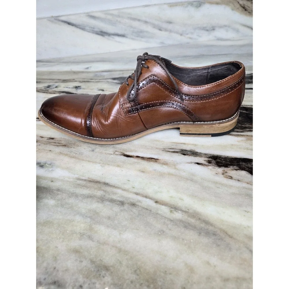 Stacy Adams‎ Dickinson Cap Toe Oxford Brown Leather Dress Shoes Men's 10M